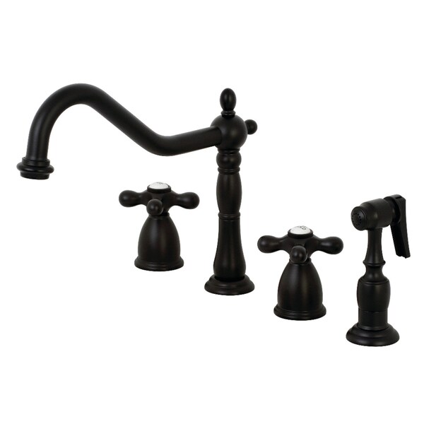 KB1790AXBS 8" Widespread Kitchen Faucet W/ Brass Sprayer, Matte Black